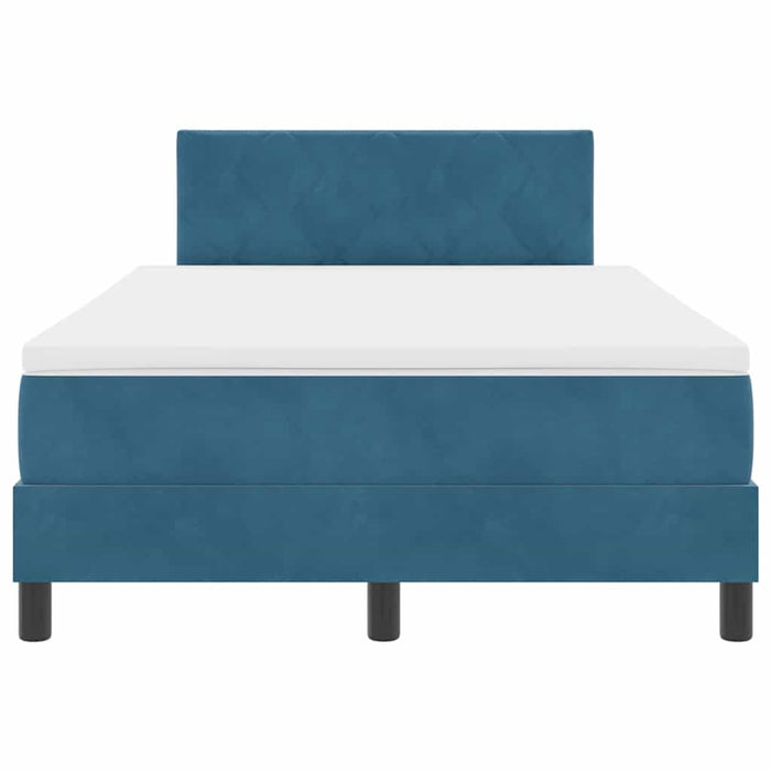 Pat cu arcuri cu headboard Albastru închis 120 x 200 cm Catifea WALTI
