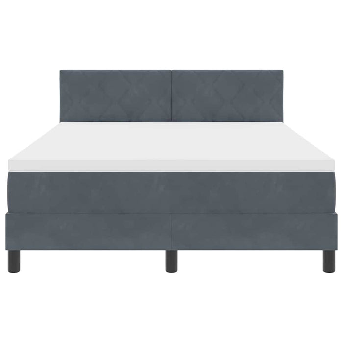 Pat cu arcuri cu headboard Gri închis 140 x 190 cm Catifea WALTI