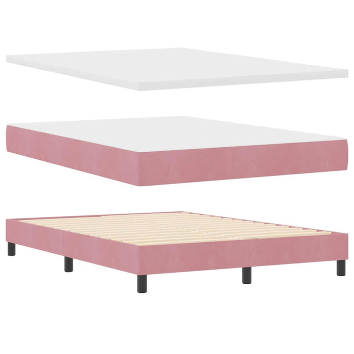 Pat cu arcuri cu headboard Roz 140 x 190 cm Catifea WALTI