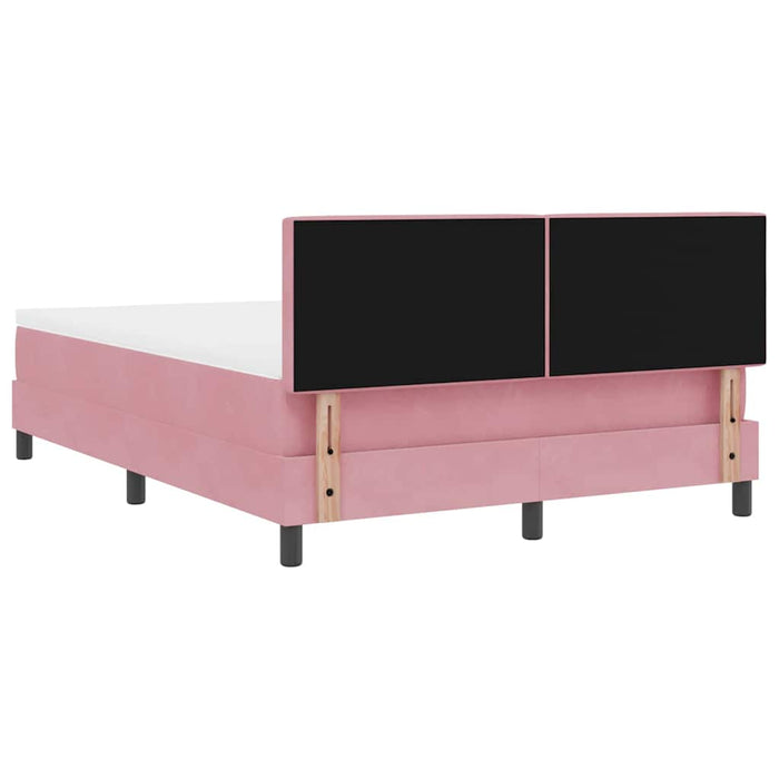 Pat cu arcuri cu headboard Roz 140 x 190 cm Catifea WALTI