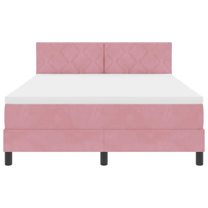 Pat cu arcuri cu headboard Roz 140 x 190 cm Catifea WALTI