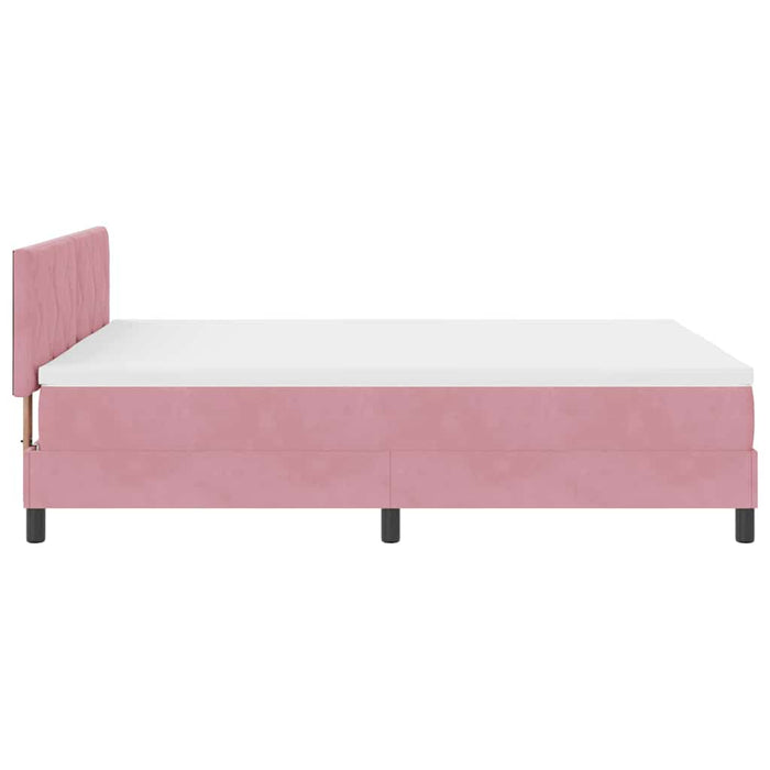 Pat cu arcuri cu headboard Roz 140 x 190 cm Catifea WALTI
