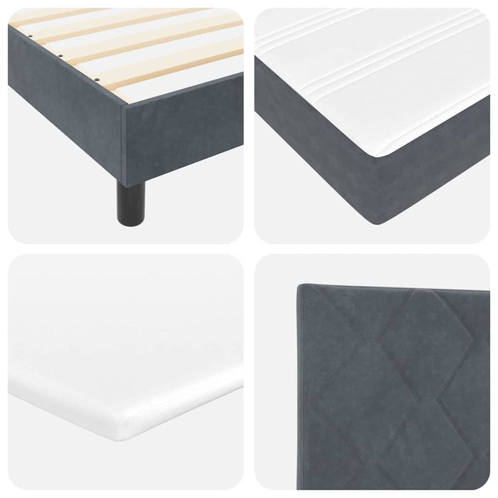 Pat cu arcuri cu headboard Gri închis 140 x 200 cm Catifea WALTI