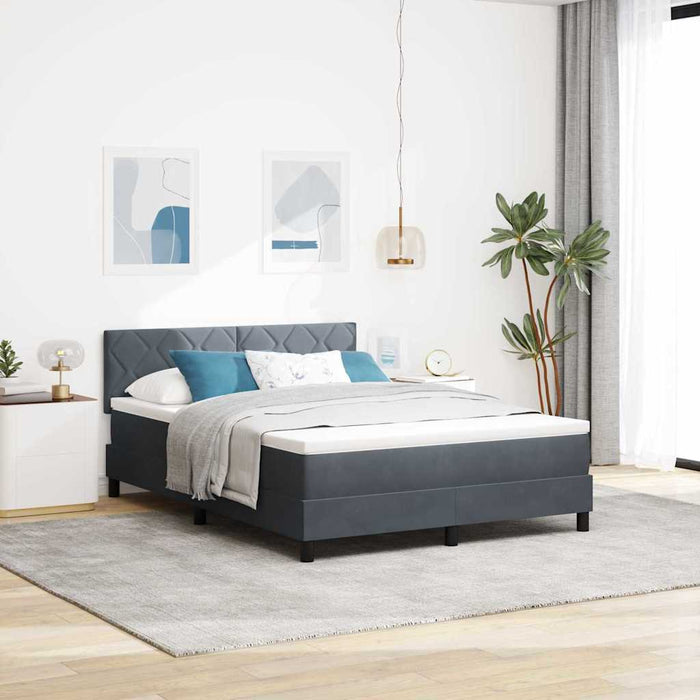 Pat cu arcuri cu headboard Gri închis 140 x 200 cm Catifea WALTI