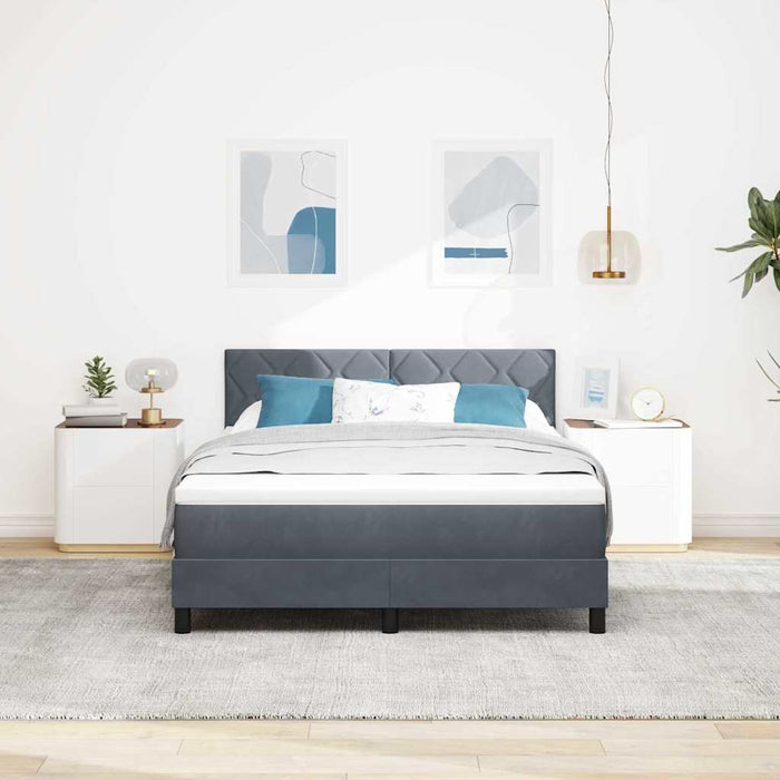 Pat cu arcuri cu headboard Gri închis 140 x 200 cm Catifea WALTI