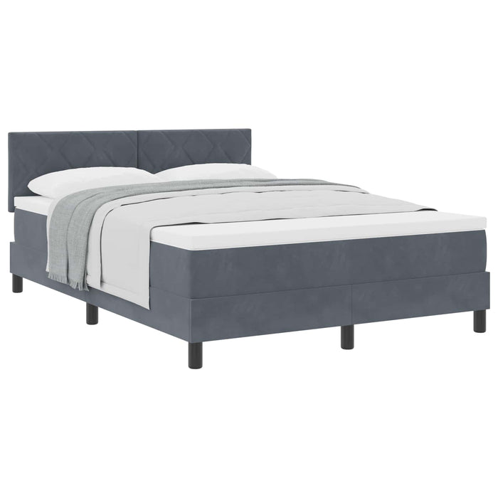 Pat cu arcuri cu headboard Gri închis 140 x 200 cm Catifea WALTI