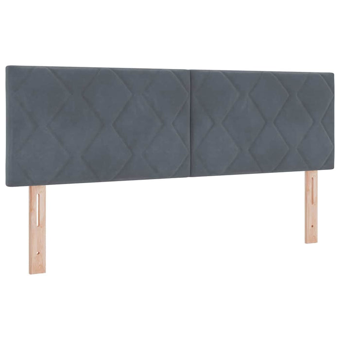 Pat cu arcuri cu headboard Gri închis 140 x 200 cm Catifea WALTI