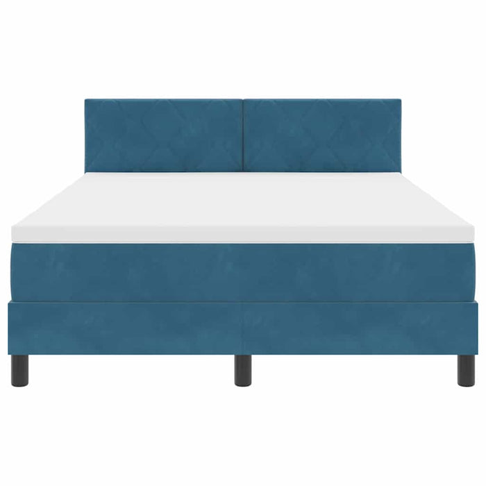 Pat cu arcuri cu headboard Albastru închis 140 x 200 cm Catifea WALTI