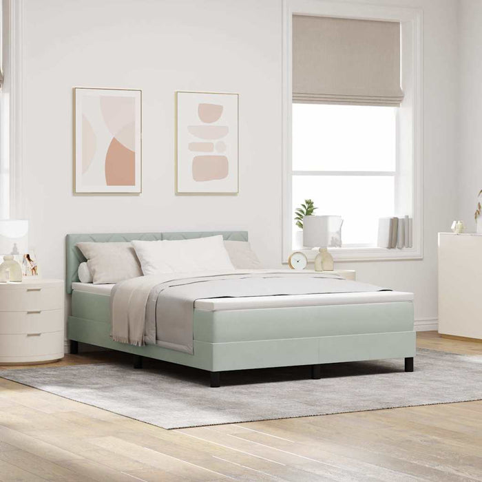 Pat cu arcuri cu headboard Gri deschis 160 x 200 cm Catifea - WALTI WALTI