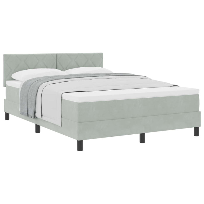Pat cu arcuri cu headboard Gri deschis 160 x 200 cm Catifea - WALTI WALTI
