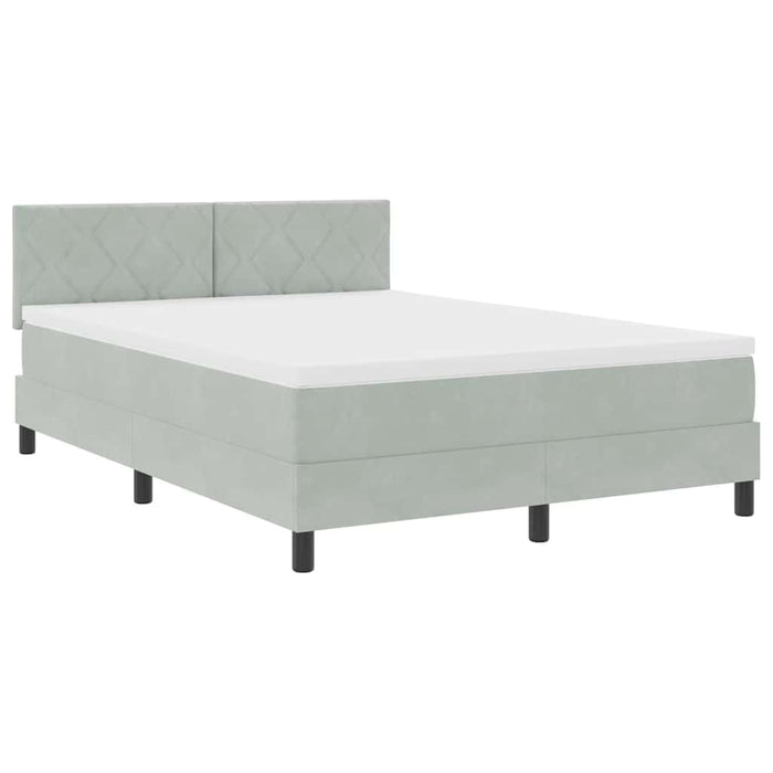 Pat cu arcuri cu headboard Gri deschis 160 x 200 cm Catifea - WALTI WALTI