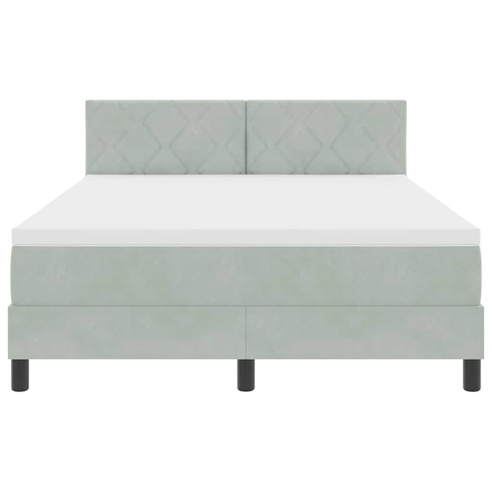 Pat cu arcuri cu headboard Gri deschis 160 x 200 cm Catifea - WALTI WALTI