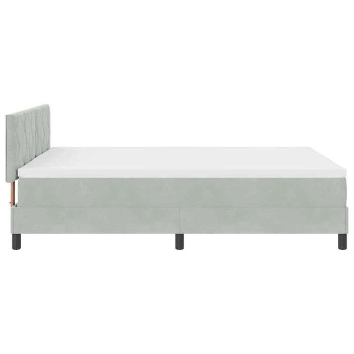 Pat cu arcuri cu headboard Gri deschis 160 x 200 cm Catifea - WALTI WALTI
