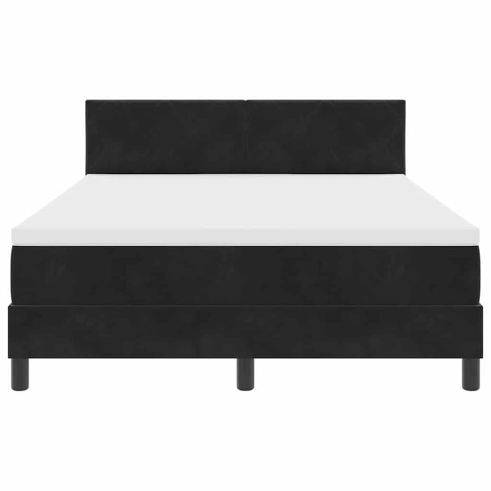 Pat cu arcuri cu headboard Negru 160 x 200 cm Catifea WALTI