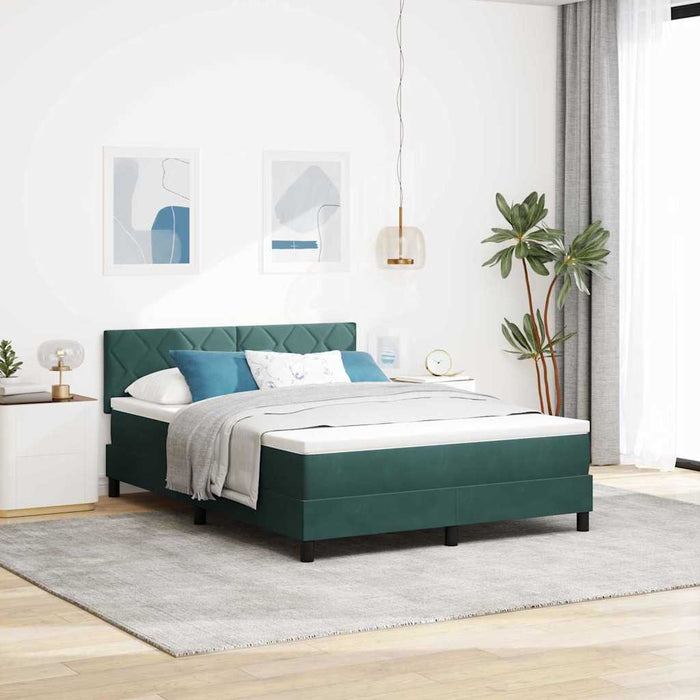 Pat cu arcuri cu headboard Verde închis 160 x 200 cm Catifea - WALTI WALTI