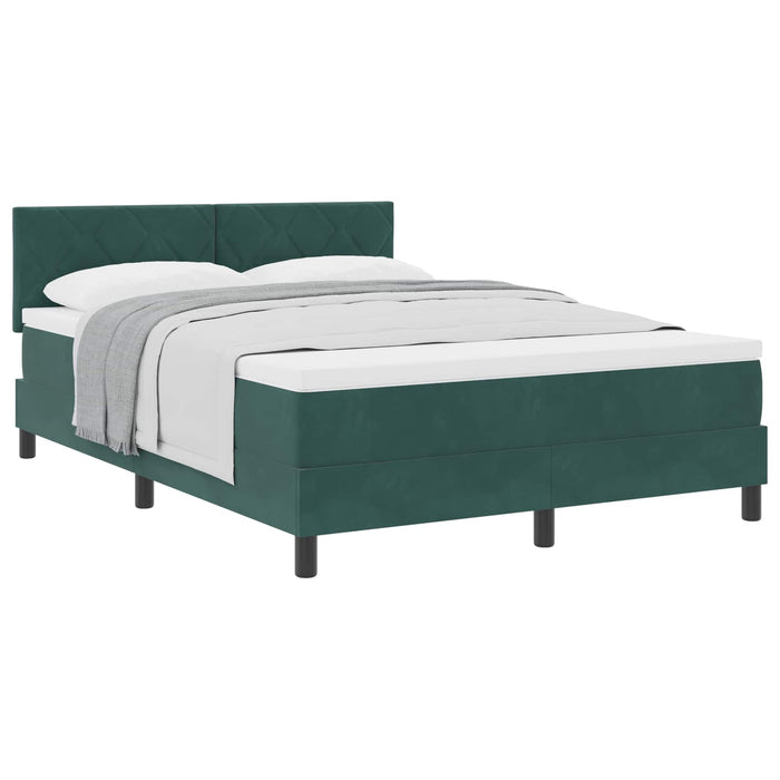 Pat cu arcuri cu headboard Verde închis 160 x 200 cm Catifea - WALTI WALTI