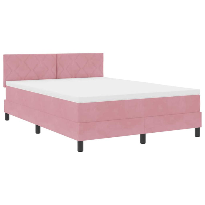 Pat cu arcuri cu saltea cu headboard Roz 160 x 200 cm Catifea - WALTI WALTI