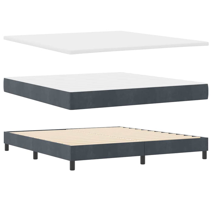 Pat cu arcuri cu headboard Gri închis 180 x 200 cm Catifea - WALTI WALTI