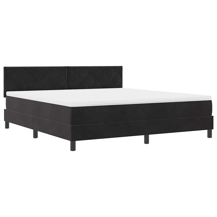Pat cu arcuri cu headboard Negru 180 x 200 cm Catifea - WALTI WALTI