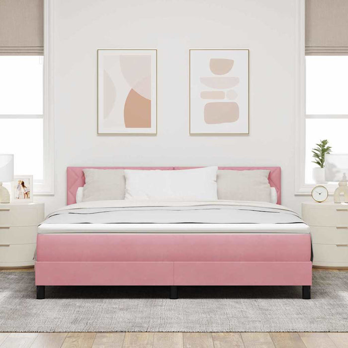 Pat cu arcuri cu saltea cu headboard Roz 180 x 200 cm Catifea - WALTI WALTI