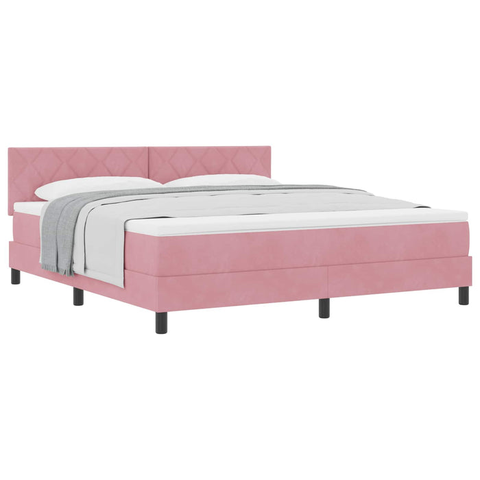 Pat cu arcuri cu saltea cu headboard Roz 180 x 200 cm Catifea - WALTI WALTI