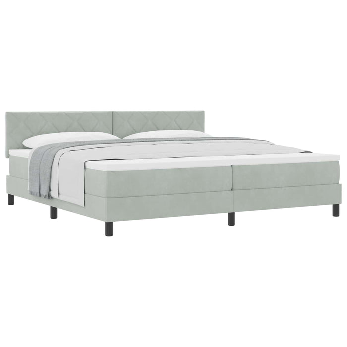Pat cu arcuri cu headboard Gri deschis 200 x 200 cm Catifea - WALTI WALTI