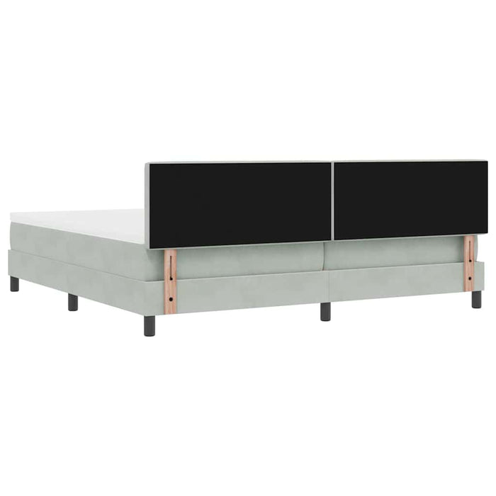 Pat cu arcuri cu headboard Gri deschis 200 x 200 cm Catifea - WALTI WALTI