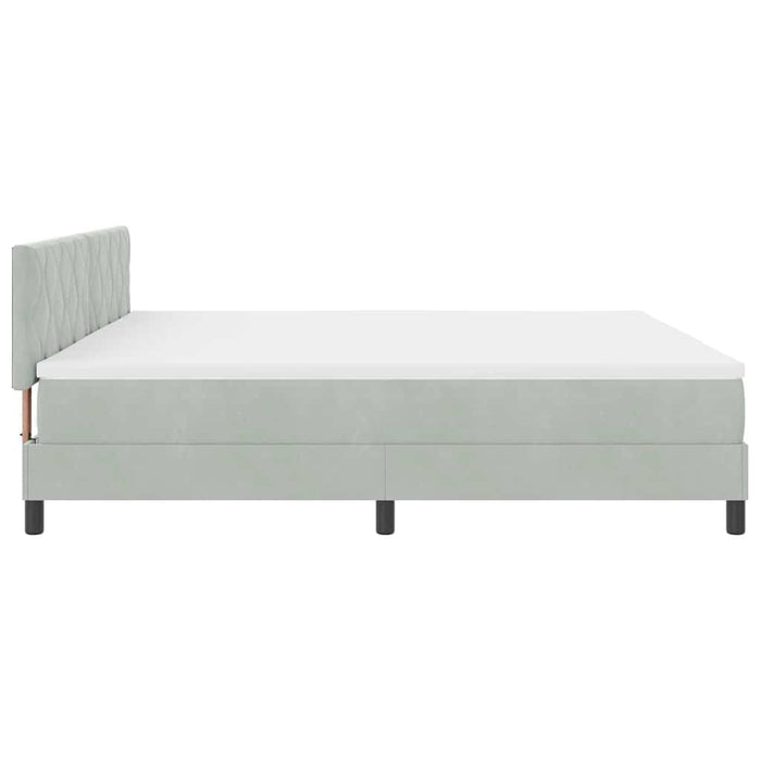 Pat cu arcuri cu headboard Gri deschis 200 x 200 cm Catifea - WALTI WALTI