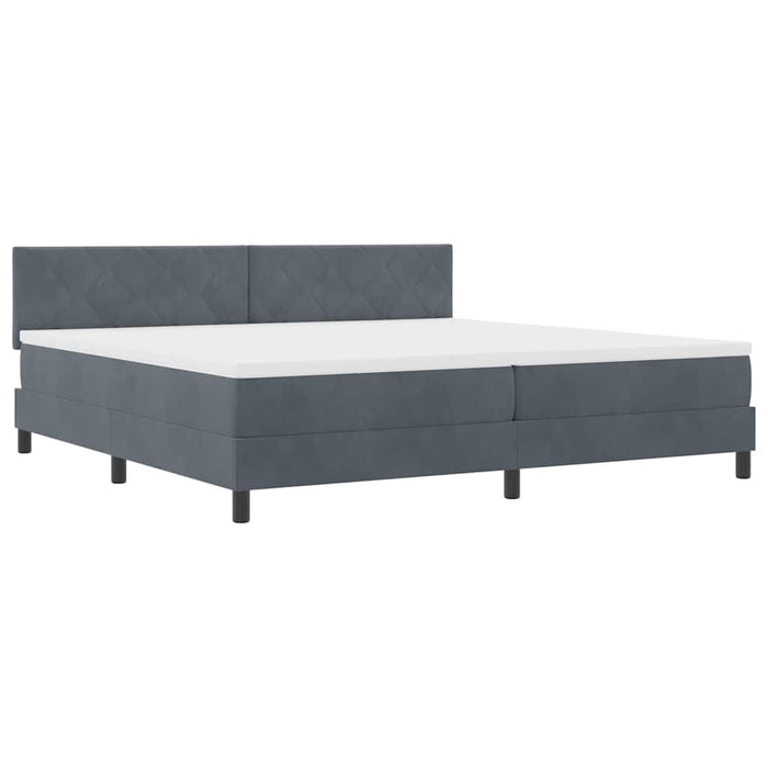 Pat cu arcuri cu headboard Gri închis 200 x 200 cm Catifea WALTI