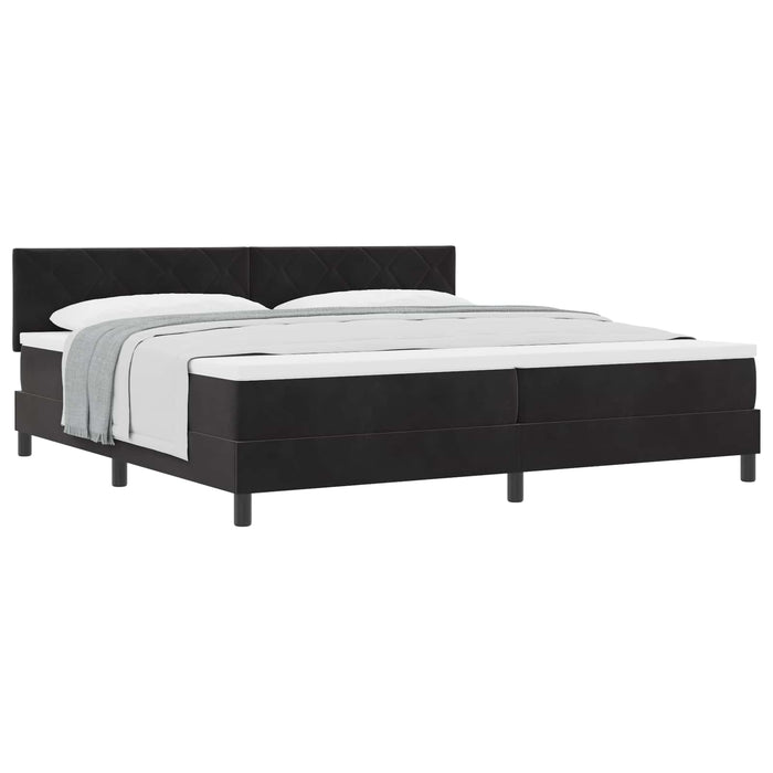 Pat cu arcuri cu headboard Negru 200 x 200 cm Catifea - WALTI WALTI