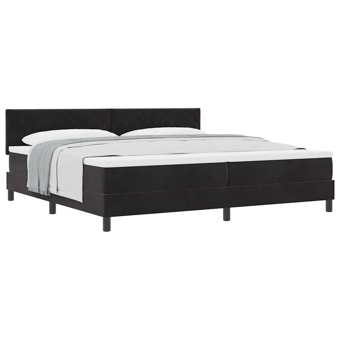 Pat cu Arcuri și Saltea cu saltea Negru 200 x 200 cm țesătură - WALTI WALTI