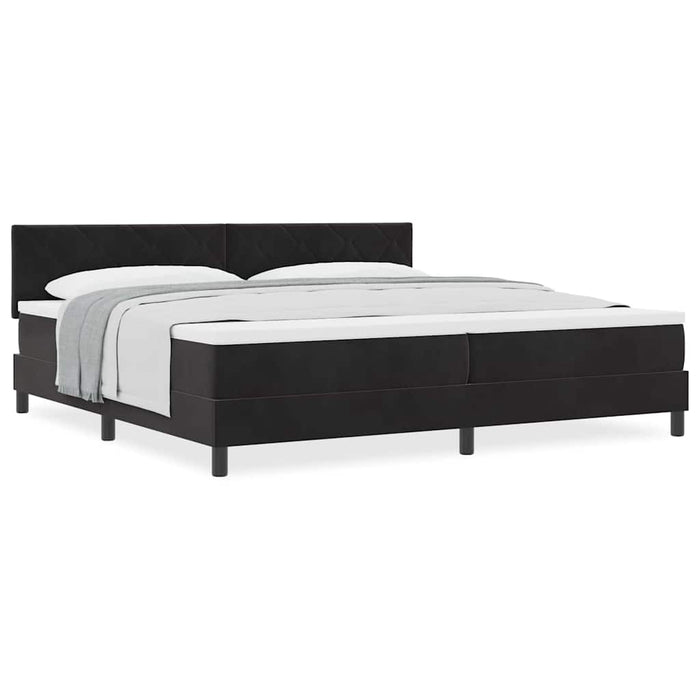 Pat cu Arcuri și Saltea cu saltea Negru 200 x 200 cm țesătură - WALTI WALTI
