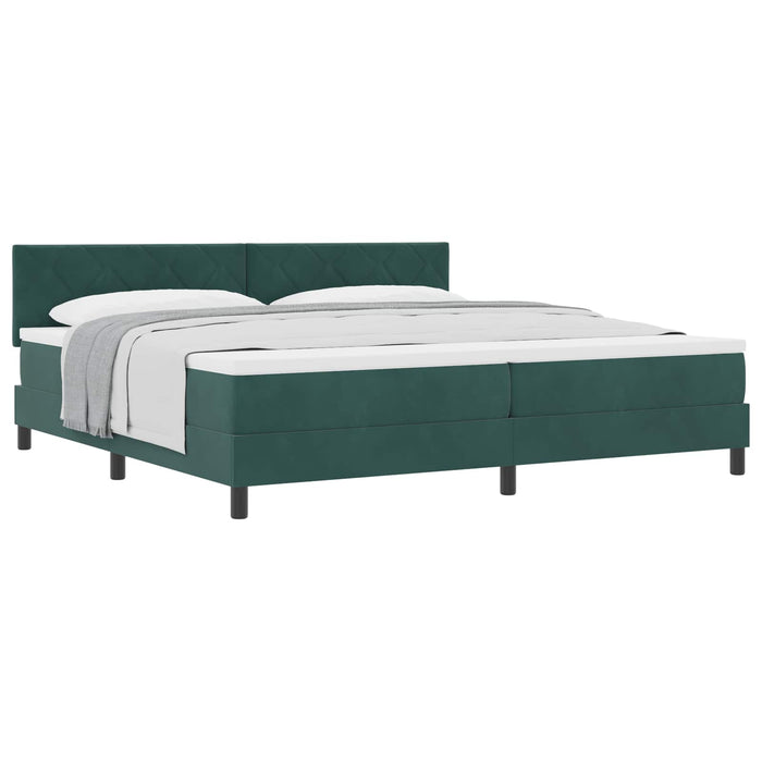 Pat cu arcuri cu headboard Verde închis 200 x 200 cm Catifea WALTI