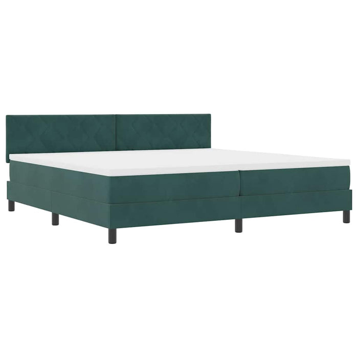 Pat cu arcuri cu headboard Verde închis 200 x 200 cm Catifea WALTI