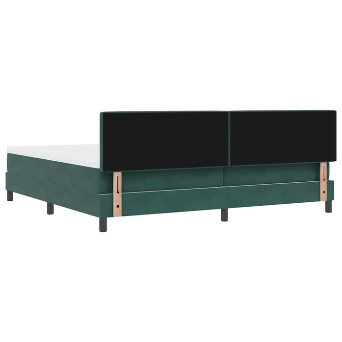 Pat cu arcuri cu headboard Verde închis 200 x 200 cm Catifea WALTI