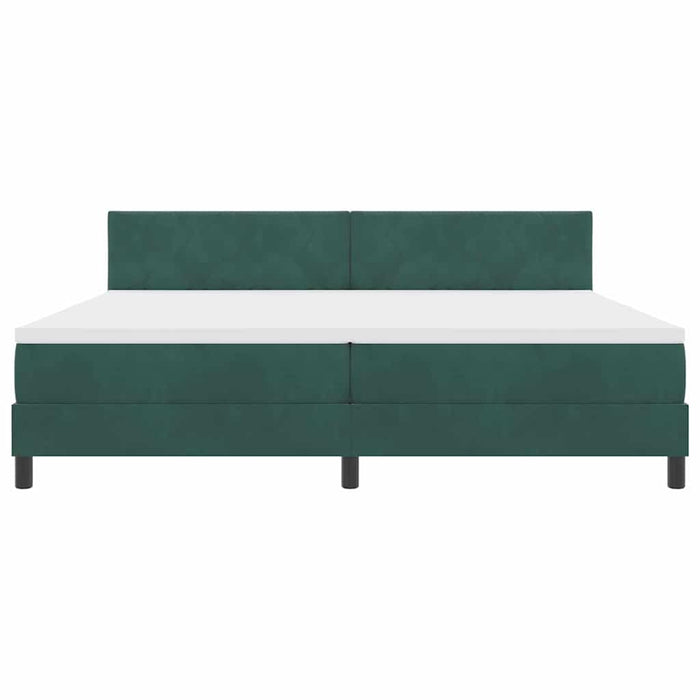 Pat cu arcuri cu headboard Verde închis 200 x 200 cm Catifea WALTI
