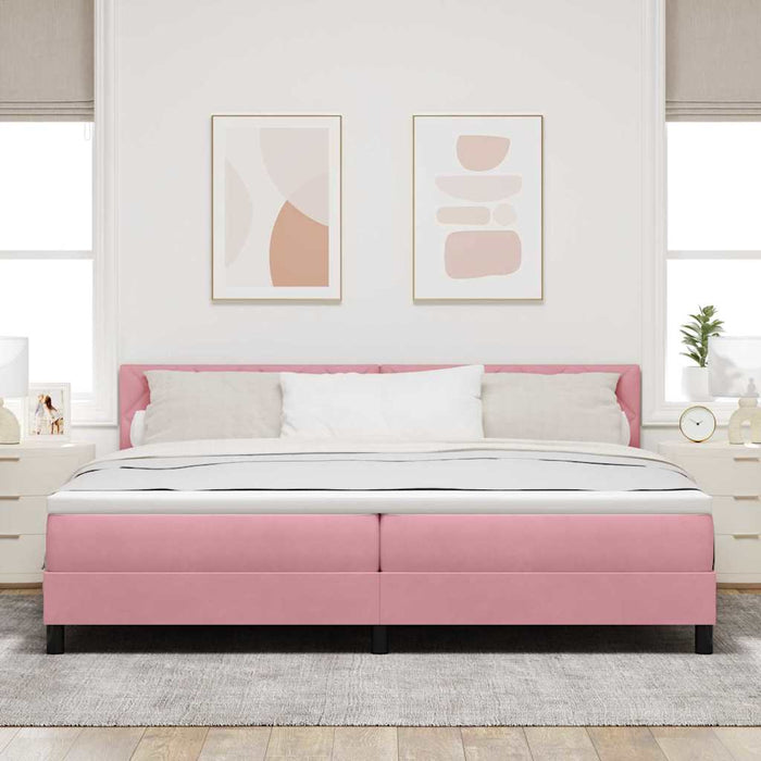 Pat cu arcuri cu headboard Roz 200 x 200 cm Catifea - WALTI WALTI