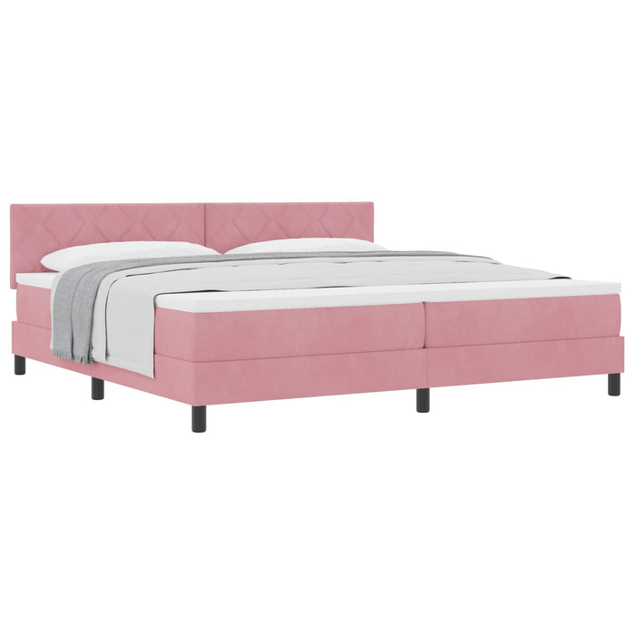 Pat cu arcuri cu headboard Roz 200 x 200 cm Catifea - WALTI WALTI