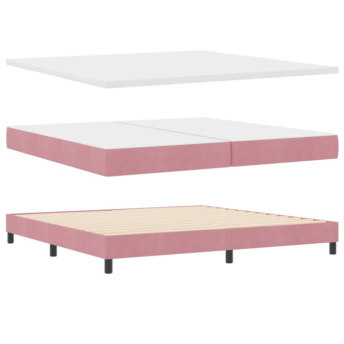 Pat cu arcuri cu headboard Roz 200 x 200 cm Catifea - WALTI WALTI
