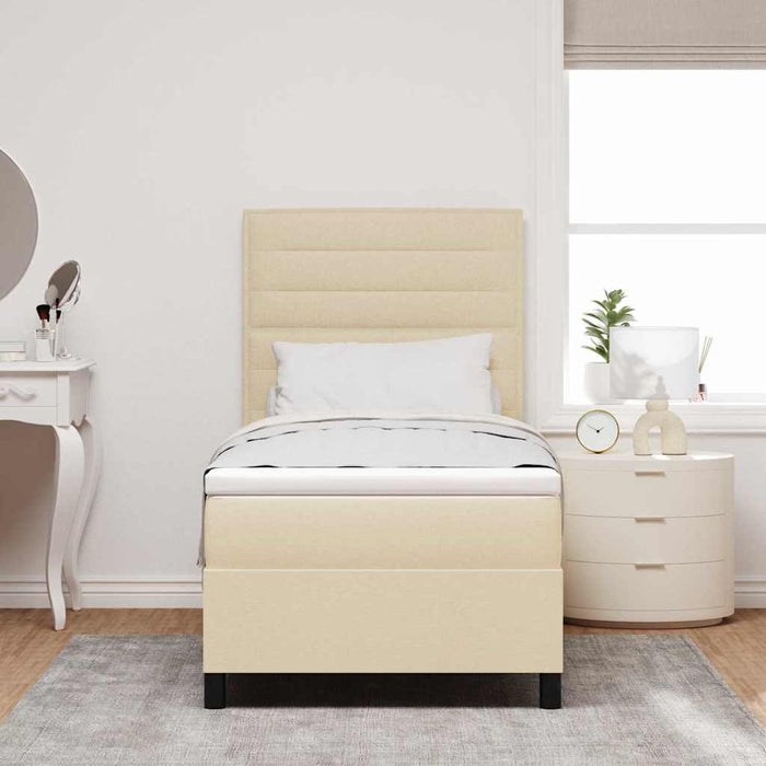 Pat cu arcuri cu saltea cu headboard Crem 80 x 200 cm țesătură - WALTI WALTI