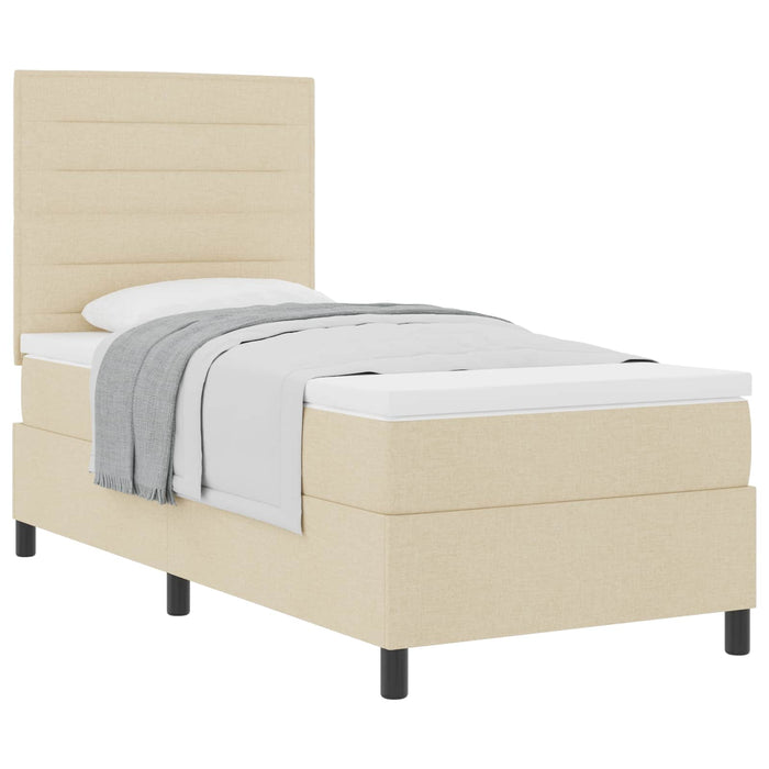 Pat cu arcuri cu saltea cu headboard Crem 80 x 200 cm țesătură - WALTI WALTI