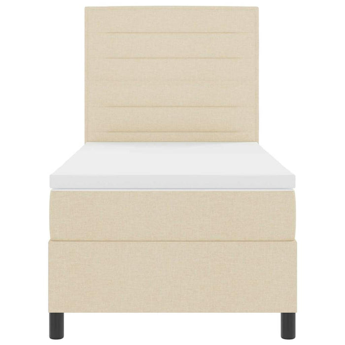 Pat cu arcuri cu saltea cu headboard Crem 80 x 200 cm țesătură - WALTI WALTI