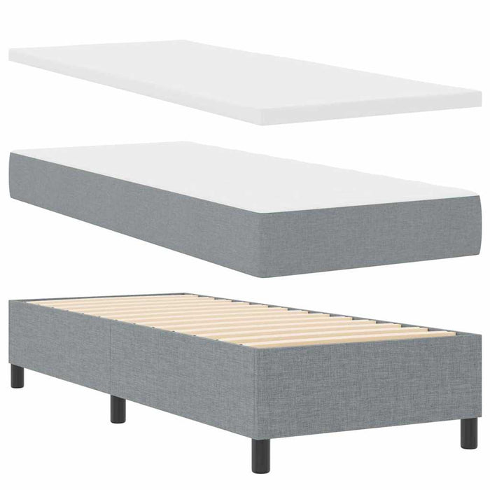 Pat cu arcuri cu saltea Gri deschis 90 x 190 cm țesătură - WALTI WALTI