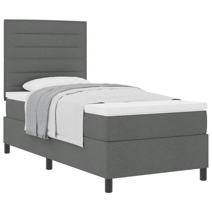 Pat cu arcuri cu saltea Gri închis 90 x 190 cm țesătură - WALTI WALTI