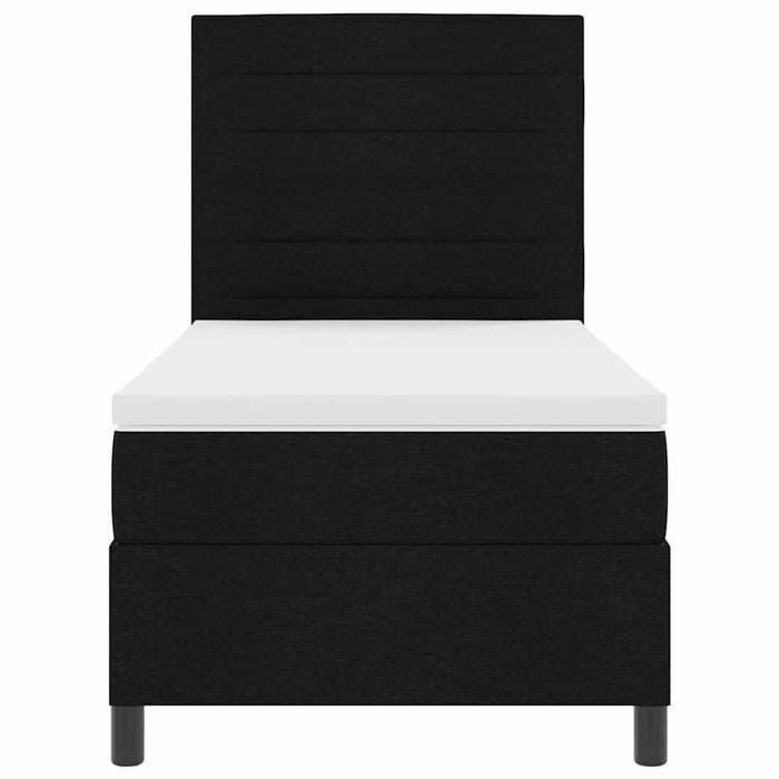 Pat cu arcuri cu saltea cu headboard Negru 90 x 190 cm țesătură - WALTI WALTI