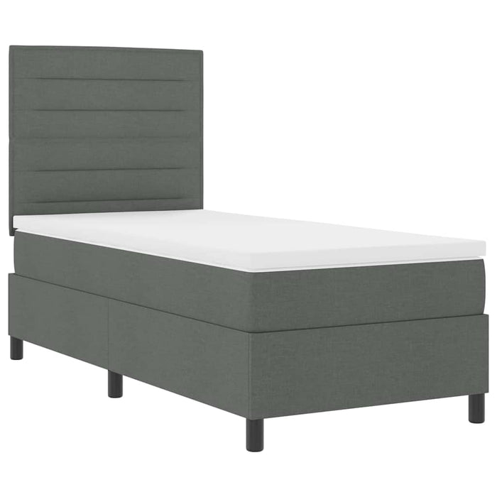 Pat cu arcuri cu saltea Gri închis 90 x 200 cm țesătură - WALTI WALTI