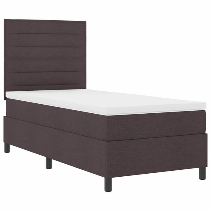 Pat cu arcuri cu saltea Maro închis 90 x 200 cm țesătură - WALTI WALTI