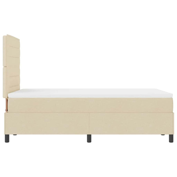 Pat cu arcuri cu saltea cu headboard Crem 120 x 190 cm țesătură - WALTI WALTI