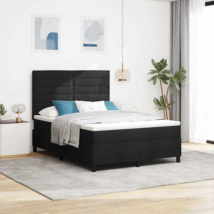 Pat cu arcuri cu saltea Negru 140 x 190 cm țesătură - WALTI WALTI