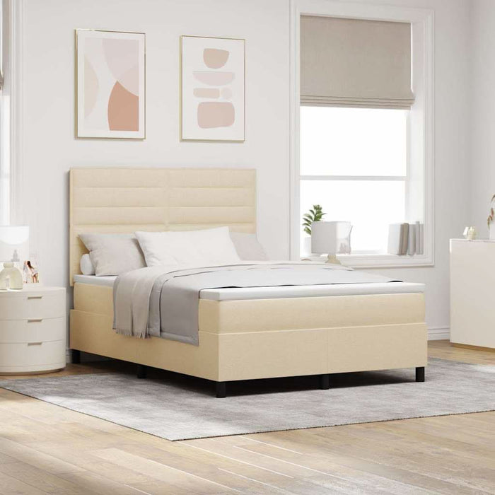 Pat cu arcuri cu saltea cu headboard Crem 140 x 190 cm țesătură - WALTI WALTI